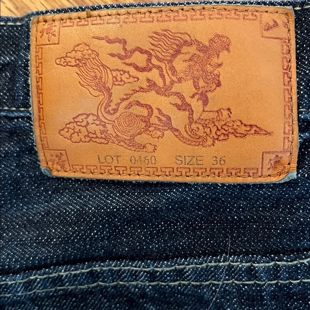 Kanji Premium Vintage Men’s Embroidered Dark Wash Jeans Men’s Y2K Size 36x32